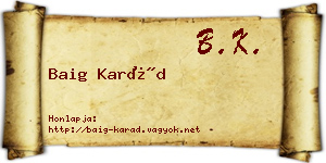 Baig Karád névjegykártya